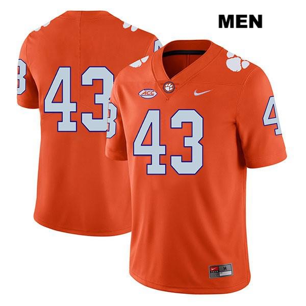 Men's Clemson Tigers #43 Chad Smith Stitched Orange Legend Authentic Nike No Name NCAA College Football Jersey NHO5846YI